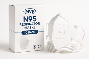 10-pack of N95 respirator masks with MVP logo