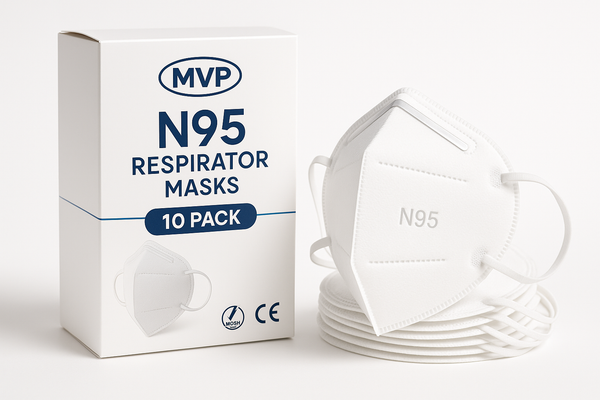 10-pack of N95 respirator masks with MVP logo
