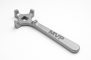 55 gallon aluminum drum wrench with 4 pegs and MVP logo